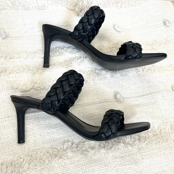 NWT Steve Madden Black Prema Braided Sandal heels size 7 - Picture 3 of 5